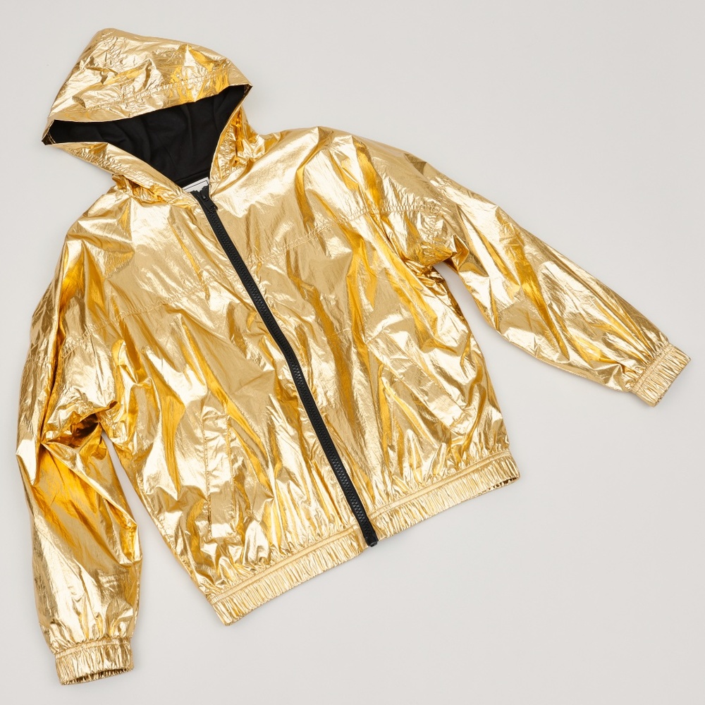 NWT Zadig & Voltaire Koody Metallic Gold Hooded Jacket